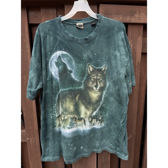 Vintage Liquid Blue Shirt Wolf Nature Men's 4XL Tie Dye Teal - Picture 4 of 6